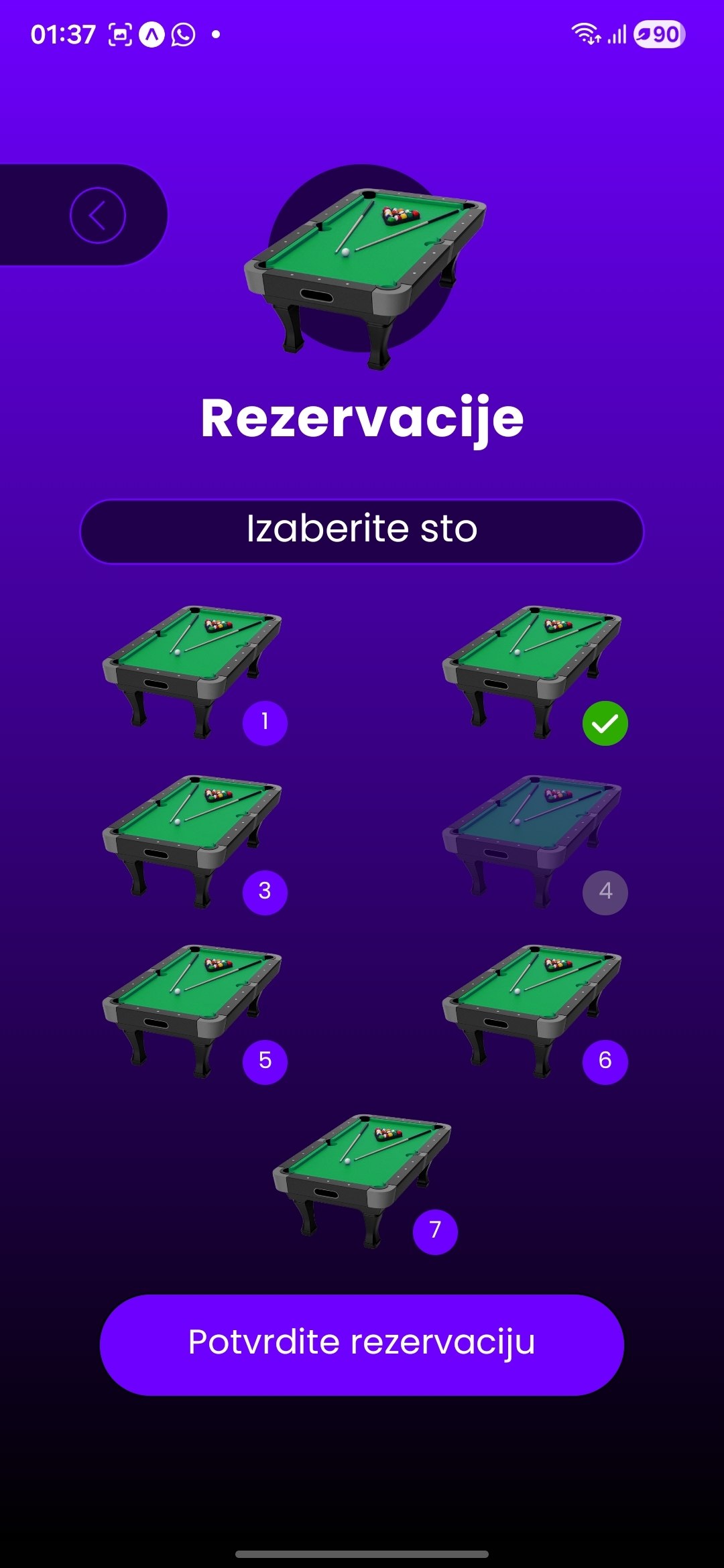 Rupa — a platform for a billiard club: reservations, tournaments, table-session billing, with a native app and a dashboard