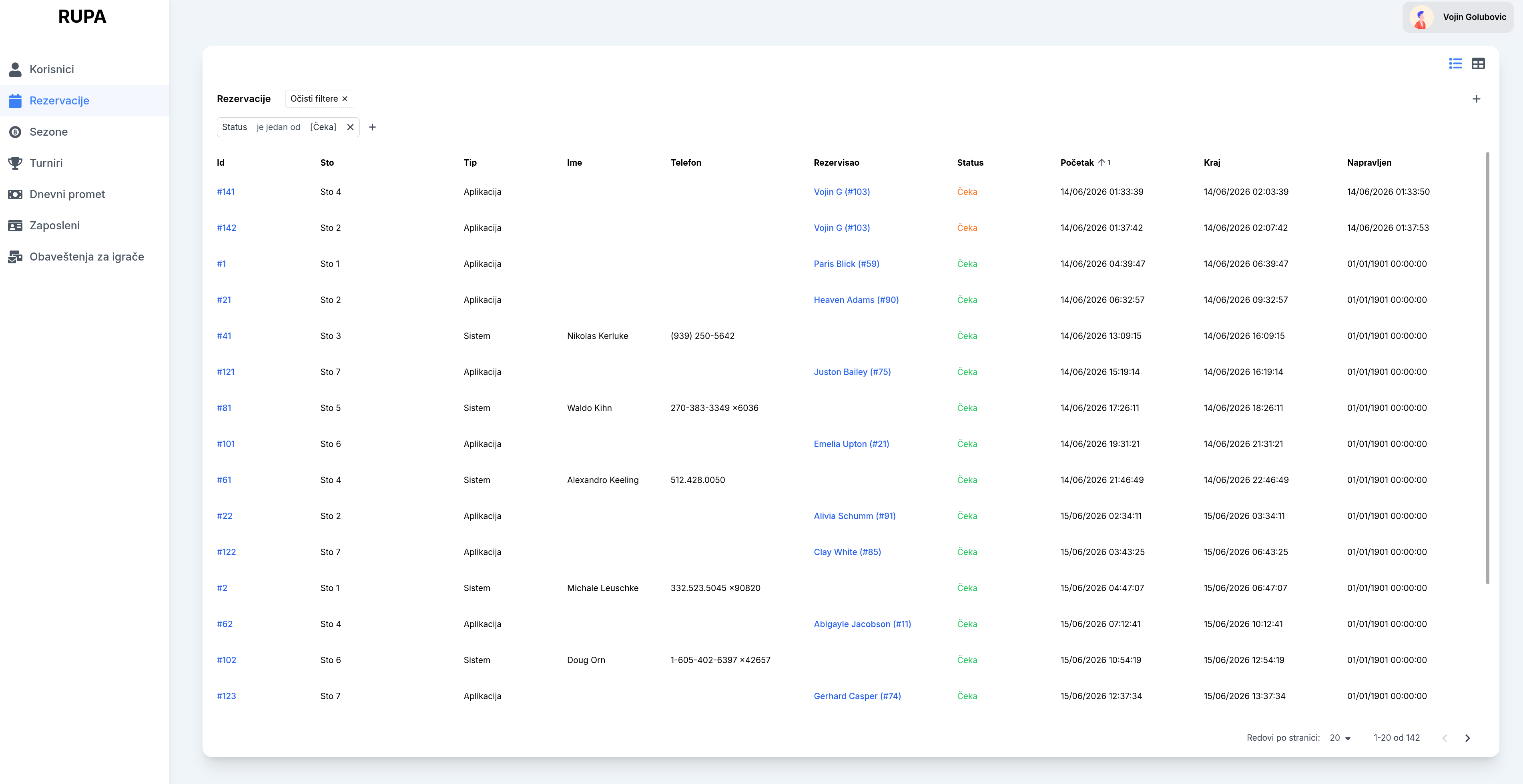 Rupa — a platform for a billiard club: reservations, tournaments, table-session billing, with a native app and a dashboard